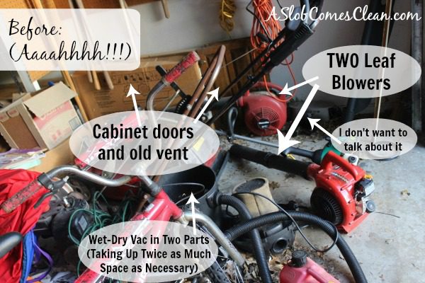 Before Picture of a VERY Messy Section of My Garage at ASlobComesClean